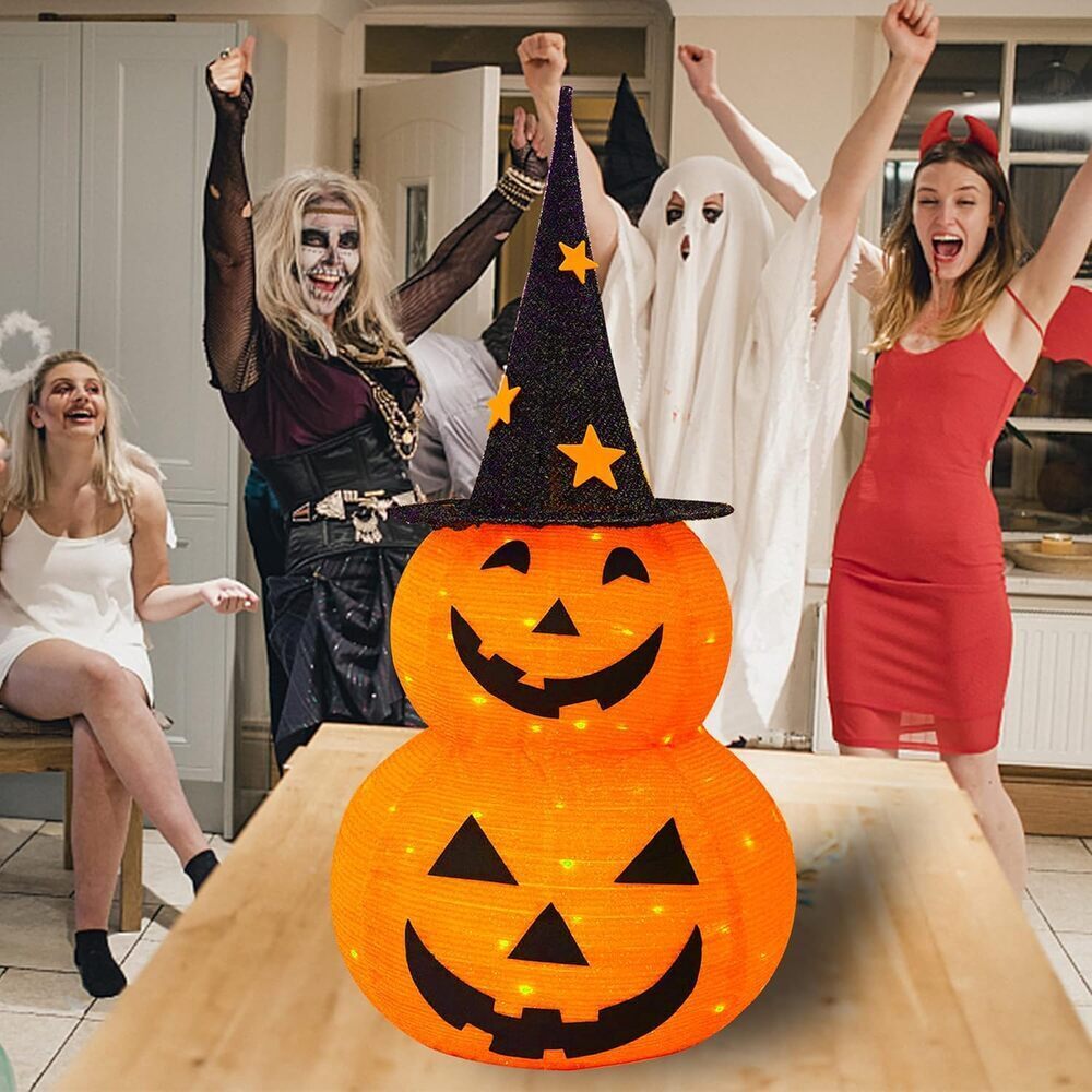 Halloween Pumpkin Decoration 3FT Pre Lit LED Light Up Jack o Lantern Yard Decor - Picture 6 of 7
